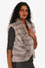 Brunello Cucinelli Grey Mink Cashmere Tie Vest Size 42