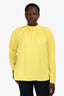 Tibi Yellow Pleated Mockneck Long Sleeve Blouse Size 8