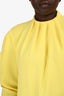 Tibi Yellow Pleated Mockneck Long Sleeve Blouse Size 8