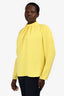 Tibi Yellow Pleated Mockneck Long Sleeve Blouse Size 8