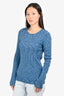 Tibi Blue Ribbed Knit Long Sleeve Top Size S