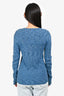 Tibi Blue Ribbed Knit Long Sleeve Top Size S