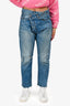 R13 Blue Denim Cris-Cross Asymmetrical Distressed Jeans Size 26