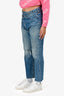 R13 Blue Denim Cris-Cross Asymmetrical Distressed Jeans Size 26