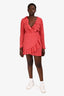 Realisation Par Red Silk Star Printed Mini Wrap Dress Size L