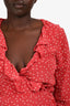 Realisation Par Red Silk Star Printed Mini Wrap Dress Size L