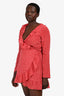 Realisation Par Red Silk Star Printed Mini Wrap Dress Size L