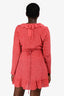 Realisation Par Red Silk Star Printed Mini Wrap Dress Size L