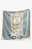 Hermès Cream/Blue/Gold Silk 'Grand Tralala' Scarf 90