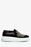Alexander McQueen Black Suede Crystal Slip On Shoes Size 38