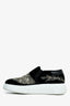 Alexander McQueen Black Suede Crystal Slip On Shoes Size 38