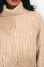 Loro Piana Brown Cashmere Cable Knit Turtle Neck Sweater Size S
