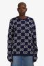 Gucci Blue Wool GG Monogram Sweater Size XL