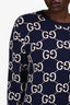 Gucci Blue Wool GG Monogram Sweater Size XL