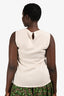 Brunello Cucinelli White Silk Sleeveless Bead Detail Top Size M