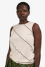 Brunello Cucinelli White Silk Sleeveless Bead Detail Top Size M