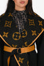 Louis Vuitton Black/Yellow Monogram Wool Leather Belted Wrap Coat Size 42
