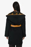 Louis Vuitton Black/Yellow Monogram Wool Leather Belted Wrap Coat Size 42