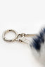 Fendi White/Navy Blue Fur 'J' Keychain