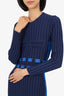 PH5 Navy Aster Wavy Rib-Knit Midi Dress Size M