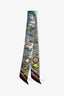 Hermès Blue Multicolour Printed Silk "Pony Pit Stop" Twilly