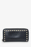 Valentino Black Leather Rockstud Zip Around Wallet