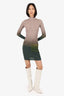 Acne Studios Nude/Green Ribbed Knit Long Sleeve Midi Dress Size XS