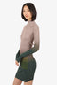 Acne Studios Nude/Green Ribbed Knit Long Sleeve Midi Dress Size XS