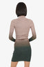 Acne Studios Nude/Green Ribbed Knit Long Sleeve Midi Dress Size XS