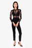Self-Portrait Black Lace Panelled Hall Jumpsuit Size 2