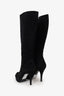 Louis Vuitton Black Suede LV Heeled Boots Size 38