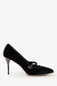 Oscar De La Renta Black Velvet Rhinestone Heels Size 38