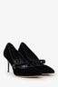 Oscar De La Renta Black Velvet Rhinestone Heels Size 38
