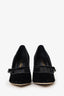 Oscar De La Renta Black Velvet Rhinestone Heels Size 38
