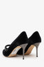 Oscar De La Renta Black Velvet Rhinestone Heels Size 38