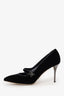 Oscar De La Renta Black Velvet Rhinestone Heels Size 38