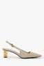 Givenchy Taupe Leather G Cube Slingback Heels Size 37.5
