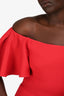 Valentino Red Ruffled Off Shoulder Mini Dress Size 6