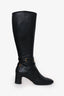 Gucci Black Leather knee High Cap Toe 'GG' Boots Size 37