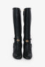 Gucci Black Leather knee High Cap Toe 'GG' Boots Size 37
