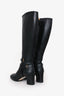 Gucci Black Leather knee High Cap Toe 'GG' Boots Size 37