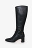 Gucci Black Leather knee High Cap Toe 'GG' Boots Size 37