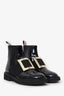 Roger Vivier Black Patent Leather Viv' Rangers Chelsea Boots Size 36.5