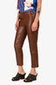 The Row Brown Lambskin Leather Fitted Pants Size 4