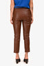 The Row Brown Lambskin Leather Fitted Pants Size 4