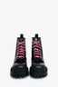 Balenciaga Black/Pink Leather 'Strike' Combat Boots Size 36