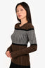 Helmut Lang Black/White/Brown Merino Wool Zig Zag Sweater Size XS