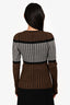Helmut Lang Black/White/Brown Merino Wool Zig Zag Sweater Size XS