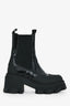 Ganni Black Rubber/Patent Leather Ankle Boots Size 36
