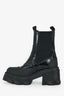 Ganni Black Rubber/Patent Leather Ankle Boots Size 36